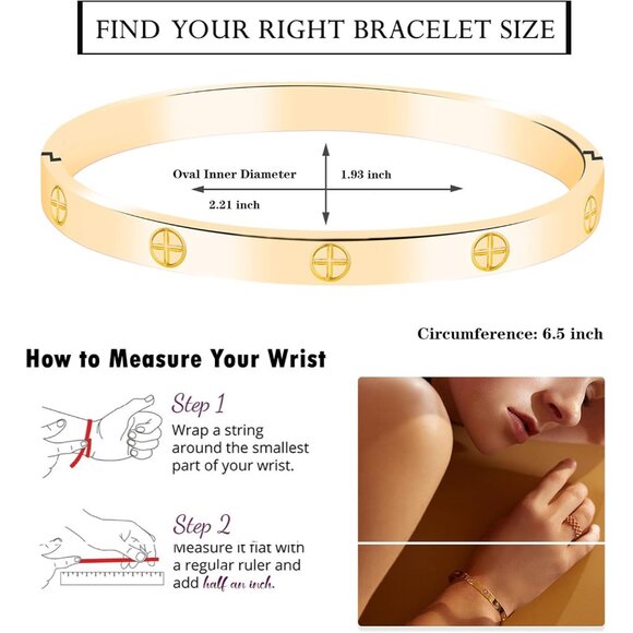 18K Gold Plated Titanium Steel Twin Friendship Bracelets for Women, Adjustable C - Picture 2 of 6